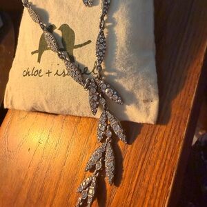 Chloe + Isabel Silver Crystal Leaf Lariat Necklace
B1